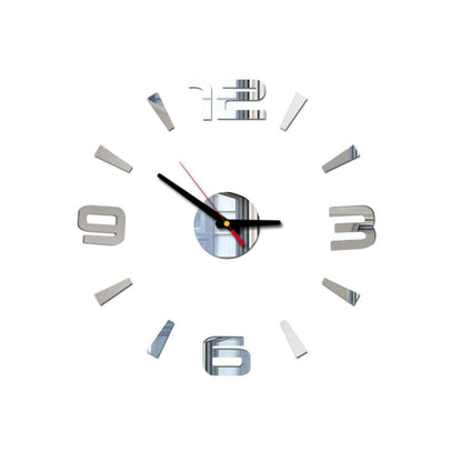 Forart Large DIY Wall Clock, Modern 3D Frameless Wall Clock Arabic Numbers Adhesive Wall Decor Kit Wall Decoration for Home Office Living Room Bedroom