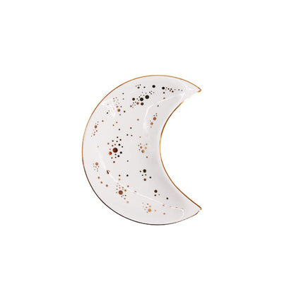 Soddeph Small Moon Ceramic Jewelry Tray, Decorative Trinket Dish, Ring Holder Plate, Modern Accent Tray for Bathroom, Nightstand, Entryway Table, Vanity (1, White)