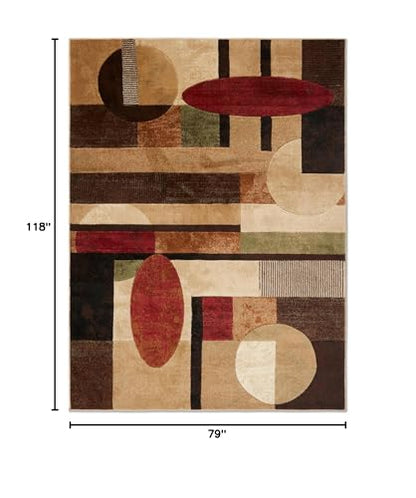 Home Dynamix Tribeca Jasmine Modern Area Rug, Abstract Brown/Green 6'7"x9'10"