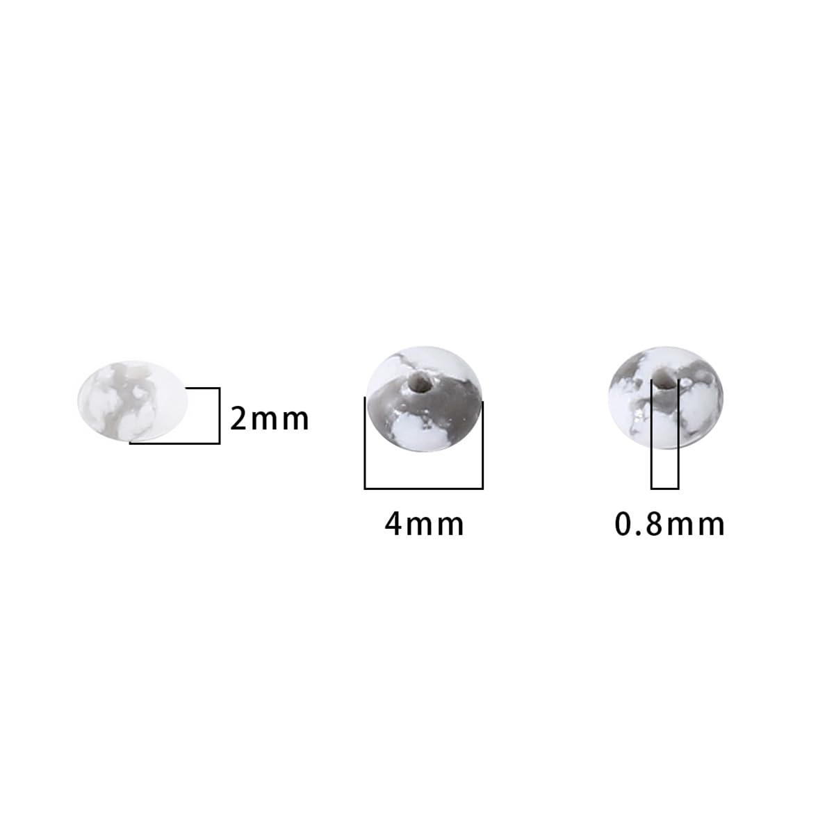 BEADIA Natural White Howlite Disk Stone Beads 4x2mm 160pcs Rondelle Loose Semi Gemstone Beads for Jewelry Making Design