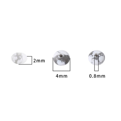 BEADIA Natural White Howlite Disk Stone Beads 4x2mm 160pcs Rondelle Loose Semi Gemstone Beads for Jewelry Making Design