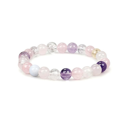 WUXIN Five Elements Healing Crystal Bracelet for Women - Natural Amethyst, Rose Quartz, Citrine & Aquamarine Gemstone Bracelet for Balance, Chakra Healing & Anxiety Relief, Spiritual Gift with Jewelry Box