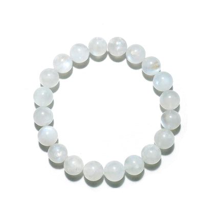 10MM Moonstone Bracelet for Men Women | Fits for 7.5-8" Wrist | Natural Crown Chakra Crystal Gemstones for Relationship & Love | Come with Gift Box & Velvet Pouch