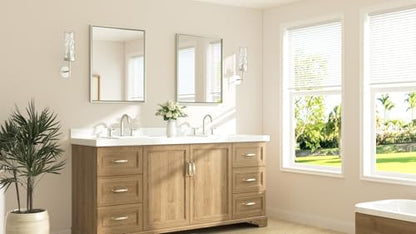TETOTE Brushed Nickel Bathroom Mirror 24" x 30" Rectangle Beveled Frame Bathroom Vanity Mirror for Over Sink Brushed Nickel, Tempered Glass, Stronger Frame, Modern Farmhouse Bedroom, Entryway
