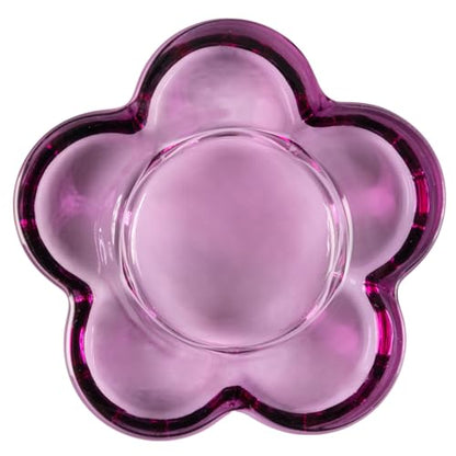 Karma Glass Flower Tealight Holder - Chunky Glass Candle Holder for Home & Party Decor, Wedding Table Centerpiece, Amethyst