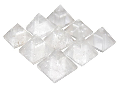 crystalmiracle Clear Quartz Crystal Pyramid, Positive Energy Natural Pyramids Set of 9, Collectible Crystals Pyramids for Healing, Meditation Gift Decor