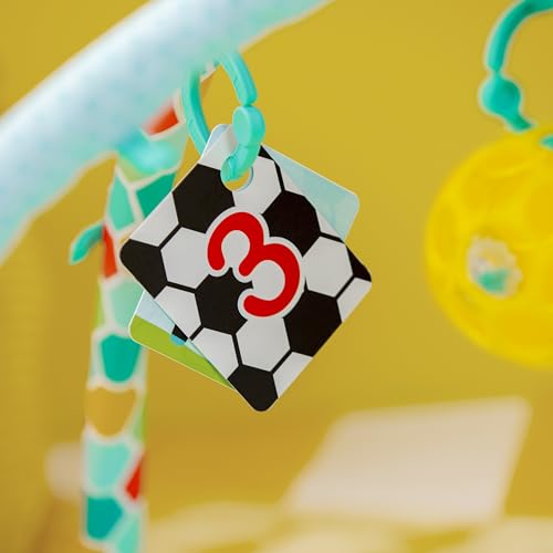 Bright Starts Grip & Kick Oball Activity Gym, Soccer Theme with Easy-Grasp Baby Toys, Baby Play Gym, Kick Pad with Activated Lights & Tummy Time Pillow, Unisex, Newborn+