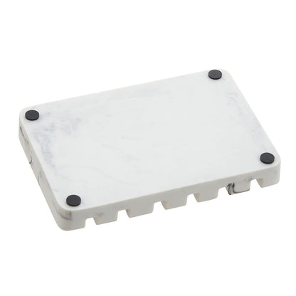 INIUNIK Self Draining Soap Dish - Marble Look Soap Holder Tray Savers Box Container Sponge Holder for Bathroom Shower Kitchen, White