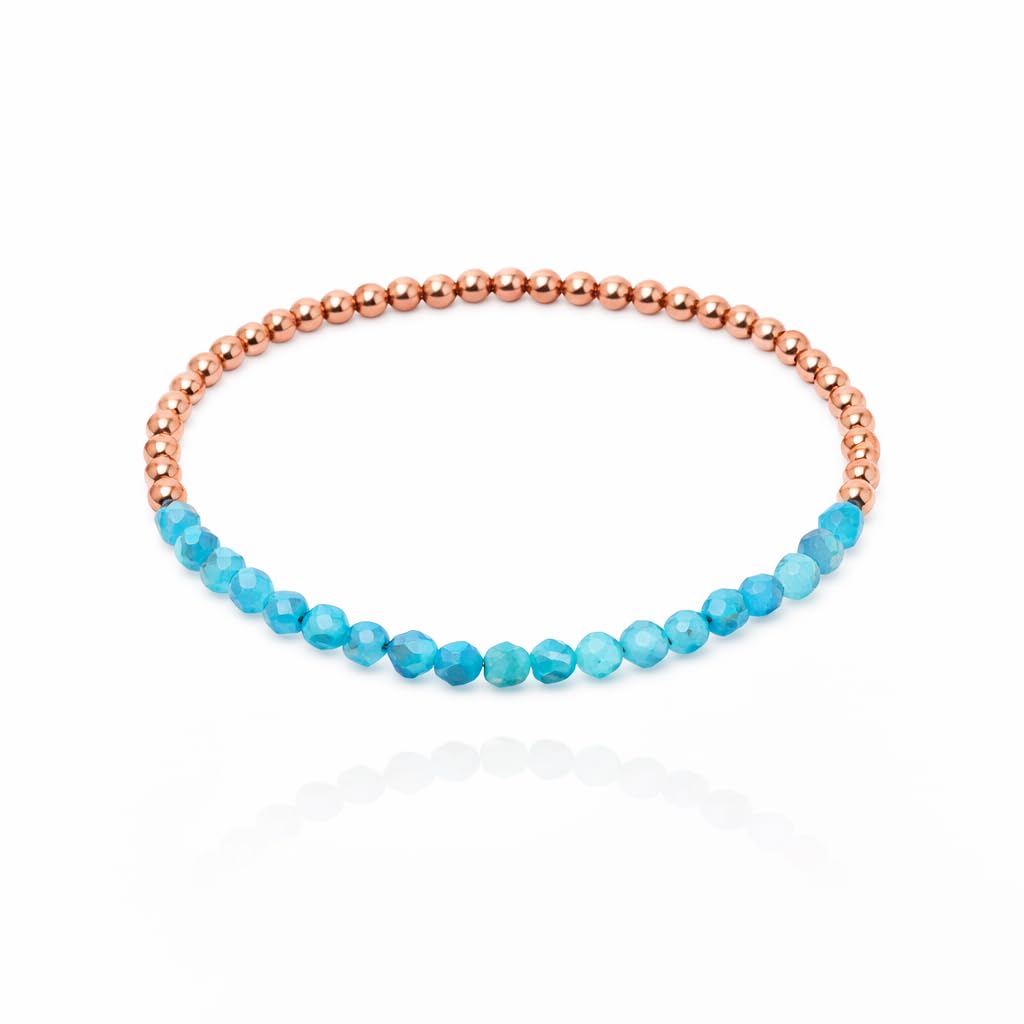 The Blue Yogi Natural Copper Bead Bracelet for Men & Women – Healing Crystal Energy Bracelet for Protection, Wealth & Positivity