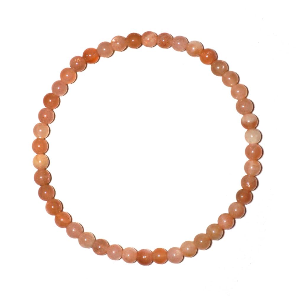 4MM Sunstone Bracelets for Women Men| Natural Orange Moonstone Gemstones for Spiritual Ceremony & Ritual | Bring Wealth| Stretch Jewelry Stone of Romance Passion Drive Confidence