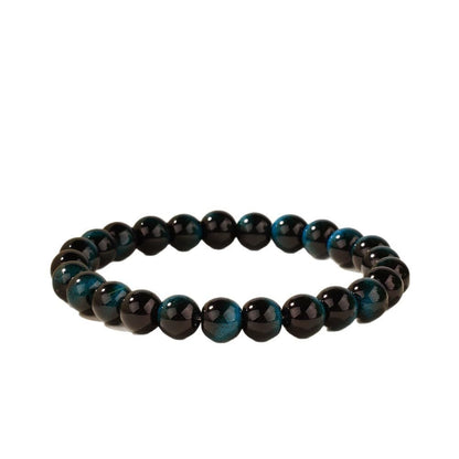 WEFRIN Evil Eye with Hematite Black Obsidian Tiger Eye Stone Triple Protection Bracelets for Men Women, Crystal Healing Stone Bracelet Bring Luck Prosperity and Happiness Jewelry (I-8mm(i))