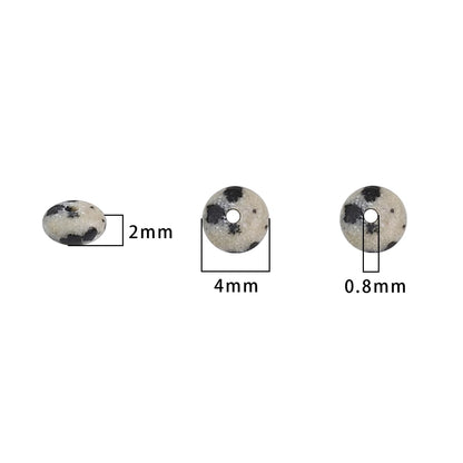 BEADIA Natural Dalmatian Stone Spacer Beads Caps Rondelle Disk Loose Beads for Beading Jewelry Making 4mmx2mm 38cm
