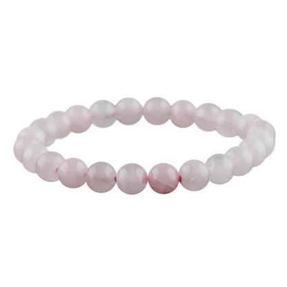 CRYSTALIS Rose-Quartz Elastic Stretch Bracelet, Natural Beads, Chakra Healing Jewelry for Men & Women, Adjustable Bracelet, Gift Giving Dainty Bracelet, 7.25 to 7.50 inch