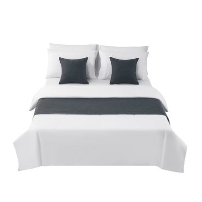 AMBERIS Bed Runner Dark Grey, Imitation Linen Decorative Bed Scarf for Home Hotel (Pillowcases Sold Separately)