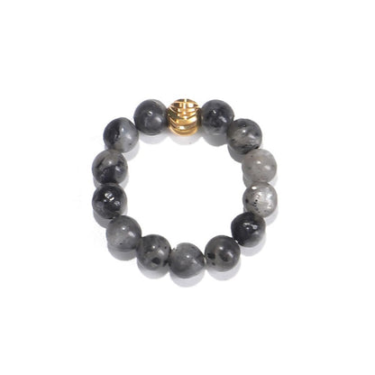oasymala 4mm Handmade Healing Stone Beads Ring with Elastic Stretchy Cord, One Size Fits Most (Labradorite)