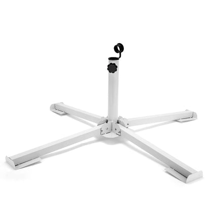 KiKiHeim Patio Umbrella Stand Outdoor Base, Portable Foldable Beach Umbrella Stand, Rust Free Tempered Iron Umbrella Base Holder, White