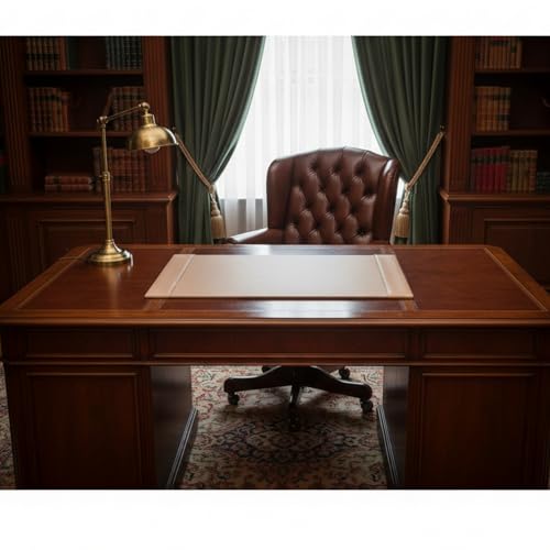 White Latte Bonded Leather 30" x 18" Side-Rail Desk Pad