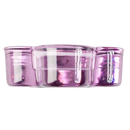 Karma Glass Flower Tealight Holder - Chunky Glass Candle Holder for Home & Party Decor, Wedding Table Centerpiece, Amethyst