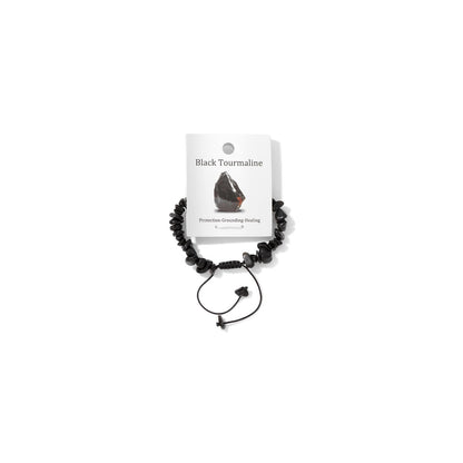 Woven Adjustable Irregular Beaded Tourmaline Bracelet For Women Men-Black Obsidian Chakra Bracelets Healing Crystals Relieve Anxiety Bracelets for Valentines Day Mother's Day Christmas Birthday Gifts