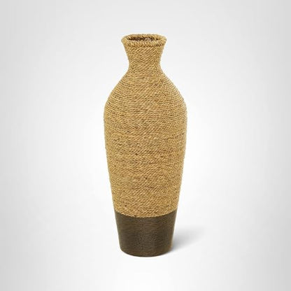 Deco 79 Seagrass Handmade Decorative Vase Tall Woven Floor Centerpiece Vase, Vase for Home Decoration 10" x 10" x 28", Brown