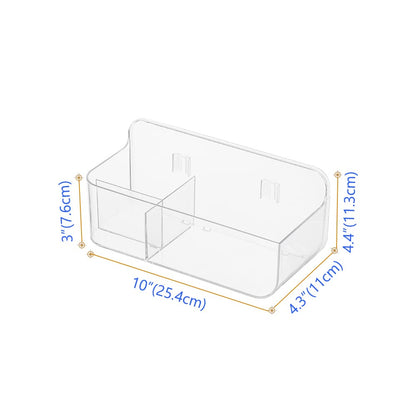 Poeland Wall Mount Storage Organizer, Clear Storage Box Holder Basket with 3 Compartments No Drilling Hang Walls/Doors for Kitchen, Cabinet, Bathroom, Bedroom, Office