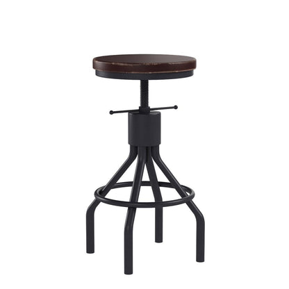 Industrial Bar Stool-Set of 2-Swivel Counter Coffee Chair-Extra Pub Height Adjustable 22-33 inch