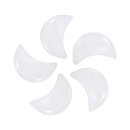 MECCANIXITY 5 Pcs Moon Crystal Worry Stone, 0.5 Inch Length Natural Clear Quartz Moon Gemstone Bulk, Carved Pocket Stones for Meditation Balancing Pendant Decor