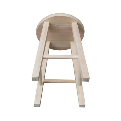 International Concepts Round Top Stool, 18-Inch Seat Height, Solid Parawood, Unfinished