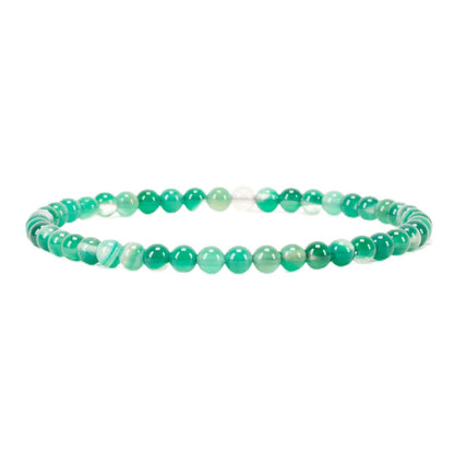 Cherry Tree Collection - Small, Medium, Large Sizes - Gemstone Beaded Bracelets For Women and Men - 4mm Round Beads (Lace Agate Green, Small)