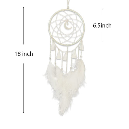 White Dream Catchers Handmade Feather Native Circular Net for Boys Girls Bedroom Wall Hanging Nursery Bedroom Decoration Blessing Gift