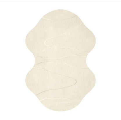 TTC THREAD & TEXTURE CARPET Crafted with Care: Premium Hand-Tufted Wool Carpets Irregular Shaped Handmade Area Rugs, Living Room, Bedroom 3' x 5' (U-Shape) White3