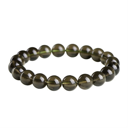 UNGUGU Saffordite Cintamani Beads Bracelet,Genuine Arizona Obsidian Tektite Raw Bracelet
