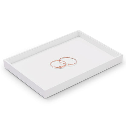 Papten PU Leather Jewelry Tray Necklace Bracelet Holder Stackable Jewelry Drawer Organizer Tray for Necklace Bracelets Watches Earring Ring Storage Display (White)