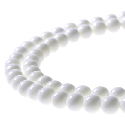 MJDCB 7A Natural Deep Sea White Shells Round Stone Beads for Jewelry Making DIY Bracelet Necklace (10mm)