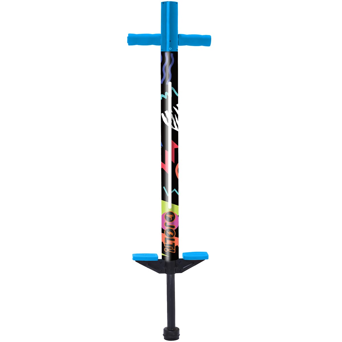 Flybar Jolt Pogo Stick for Kids, Perfect for Beginners w/Foam-Covered Metal Frame, Handles & Padding, Non-Slip Foot Pads, Wide Tip, Outdoor Active Play Toy for Boys & Girls, Ages 6+, Retro Rocket LED