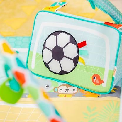 Bright Starts Grip & Kick Oball Activity Gym, Soccer Theme with Easy-Grasp Baby Toys, Baby Play Gym, Kick Pad with Activated Lights & Tummy Time Pillow, Unisex, Newborn+