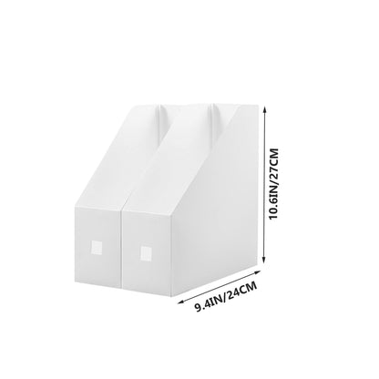 NOLITOY 2pcs Magazine File Holder, Book Bins, Modern White Rack, Plastic Folder Organizer for Desk, File Storage Rack Stand up for Office Catalog Reference