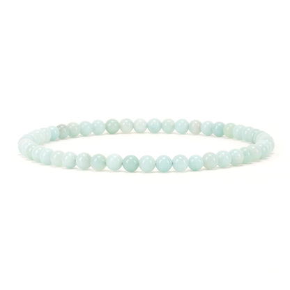 Cherry Tree Collection - Small, Medium, Large Sizes - Gemstone Beaded Bracelets For Women and Men - 4mm Round Beads (Amazonite, Medium)