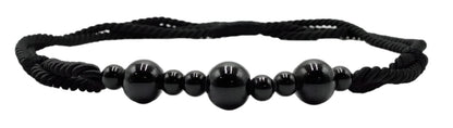 DÉCOPRO Beautiful Rope Curtain and Drapery Holdback Embellished with Glass Beads Tieback 26" Spread (66cm) 3/16" (0.5cm) Thick (Style# RTB9920BEADED) Pure Black #K9 (Jet Black) Pack of 4