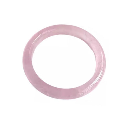 URED Ice Jade Bangle for Women Good Luck Bangle Pink Round Feng Shui Fashion Elegant Stone Jade Bracelet Yoga meditation mother gift Birthday good luck