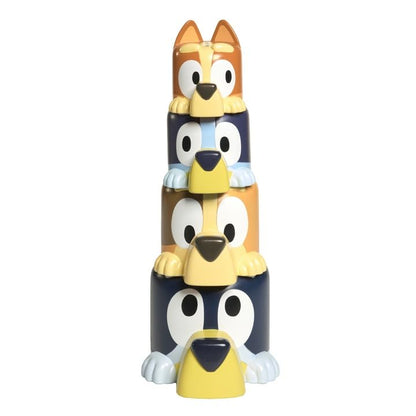 TOMY Toomies Bluey Bath Toys - Bluey's Family Pourers - Includes Chilli, Bandit, Bingo and Bluey Figures - Nesting and Stacking Cups for Bath, Beach or Pool - 4 Count - Ages 18 Months and Up