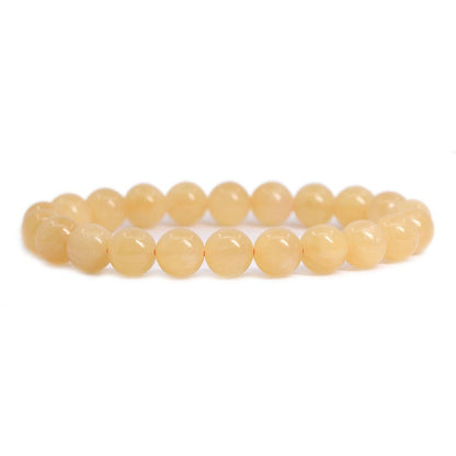 Justinstones Natural Yellow Quartzite Gemstone 8mm Round Beads Stretch Bracelet 7 Inch