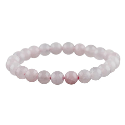 CRYSTALIS Rose-Quartz Elastic Stretch Bracelet, Natural Beads, Chakra Healing Jewelry for Men & Women, Adjustable Bracelet, Gift Giving Dainty Bracelet, 7.25 to 7.50 inch