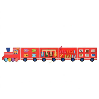 Monläurd® Wooden Train Activity Wall Panel for Kids, Sensory Wall Toy, Activity Cube, Wall Toys for Toddlers 1-3, Playroom Toys, Daycare Furniture, Montessori Busy Board