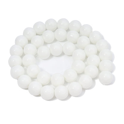 45pcs 8mm Natural Stone Beads White Jade Tridacna Beads Energy Crystal Healing Power Gemstone for Jewelry Making, DIY Bracelet Necklace