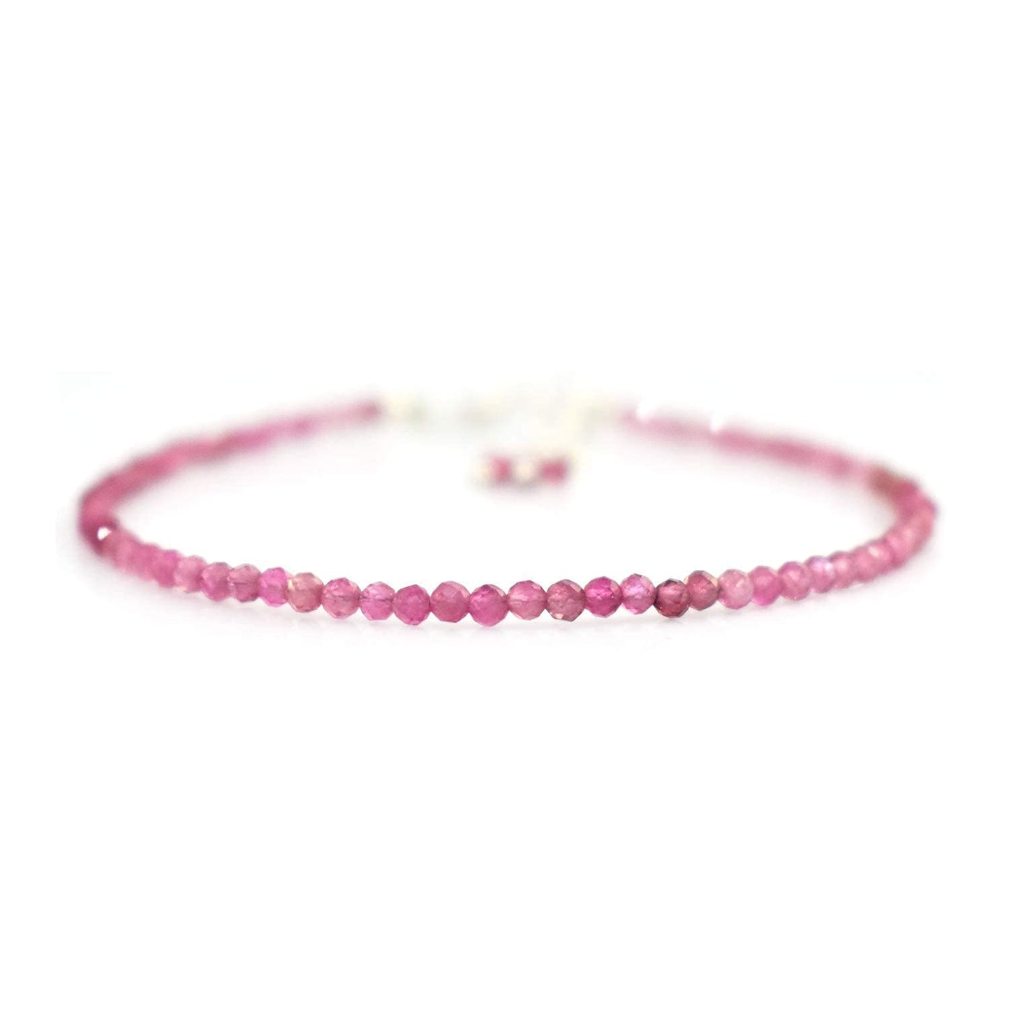Gempires Pink Tourmaline Dainty Bracelet for Women | Handmade 2.5 mm Faceted Beads | Minimalist Stacking Jewelry | Adjustable Lightweight Design | Love Stone Gift