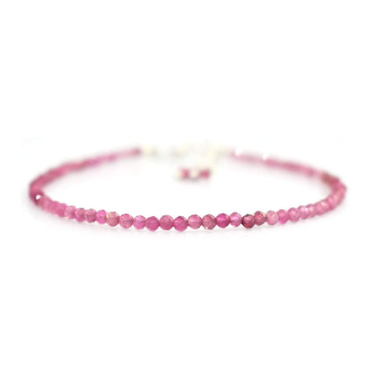 Gempires Pink Tourmaline Dainty Bracelet for Women | Handmade 2.5 mm Faceted Beads | Minimalist Stacking Jewelry | Adjustable Lightweight Design | Love Stone Gift