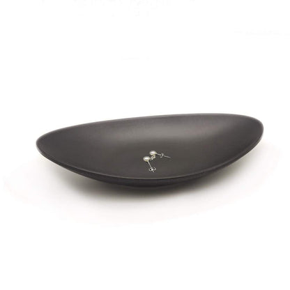XinHuiGY Black Key Ring Dish Jewelry Tray Key Tray Organizer,Dresser Decor entryway Key Dish Decorative Trinket Dish Housewarming Gift 7inch (Oval)