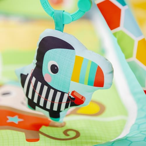 Bright Starts Grip & Kick Oball Activity Gym, Soccer Theme with Easy-Grasp Baby Toys, Baby Play Gym, Kick Pad with Activated Lights & Tummy Time Pillow, Unisex, Newborn+