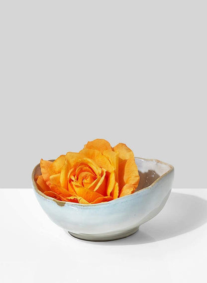 Serene Spaces Living Small Free-Form Edge Glazed Ceramic Bowl, Centerpiece for Vintage Weddings, Events, Measures 6" Long, 5.5" Wide, 2.75" Tall